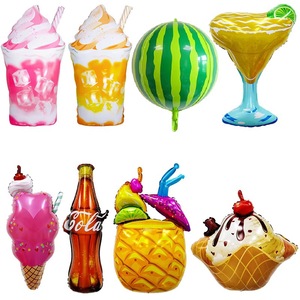 Ballons en aluminium thème Hawaïen d'été en promotion : cornets de glace, boissons, ananas, Coca-Cola pour festivals de musique et fêtes - Product Image 1