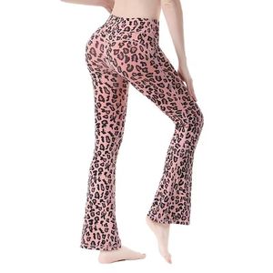 กางเกงโยคะเอวสูงลายเสือดาวทรงขาบานสำหรับผู้หญิง ควบคุมหน้าท้อง ทรงขากว้าง ทรงกระดิ่ง กระชับรูปร่าง สวมใส่สบาย เหมาะสำหรับออกกำลังกาย - Product Image 3