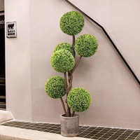Arbres en plastique avec boules artificielles de 80 cm, tronc naturel, fleurs de cerisier, herbe artificielle, décorations de mariage en extérieur, feuilles en plastique et en acier