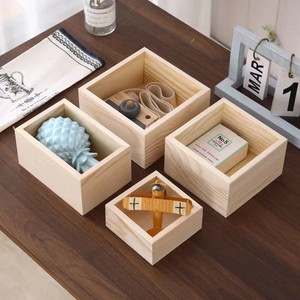 Wooden Storage <b>Box</b> Open Top Desktop Organizer <b>Pine</b> Jewelry <b>Box</b> Household Sundries <b>Box</b> Customizable Size Capacity 10-20 L - Product Image 2