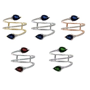 Bague de mariage classique en or rose massif 18 carats de haute qualité avec diamants et pierres précieuses colorées (saphir) – Directement de l'usine chinoise - Product Image 4