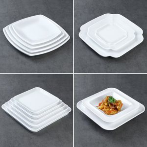 Plato Cuadrado de Melamina Blanco, Imitación de Porcelana, Uso Comercial en Restaurantes, para Platos Fríos, Tazones de Arroz, Comida Rápida - Product Image 1