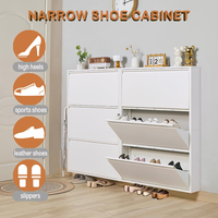 Meuble à chaussures en métal blanc avec 3 tiroirs basculants, étagère métallique étroite et discrète pour l'entrée, mobilier de maison