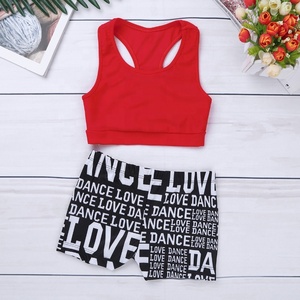 2 uds Junior Girls Sujetador deportivo sin mangas Crop Top con pantalones cortos conjunto para gimnasia baile gimnasio entrenamiento - Product Image 4