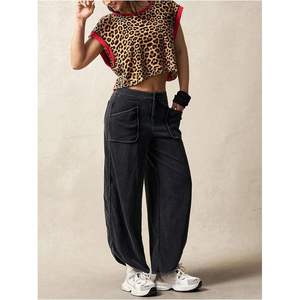 Top Corto Personalizado con Estampado de Leopardo para Mujer, Cuello Redondo, Espalda Descubierta, Drapeado, para Yoga, Spandex, Poliéster, Transpirable, Ropa Deportiva - Product Image 3