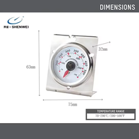Termometer Oven SW 2025 70-290/200-500 Baja Tahan Karat Tahan Air dengan Pengait/Dudukan Dial Besar untuk Memasak di Rumah