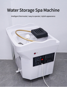 Lit de massage et bac à shampoing 2-en-1 portable de luxe en acier inoxydable et cuir synthétique, avec prise électrique, pour salon de coiffure et spa - Product Image 6