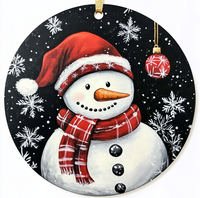 Vente en gros Décorations d'arbre de Noël Panneau suspendu en bois Disque en bois Ornements de bonhomme de neige de Noël d'hiver