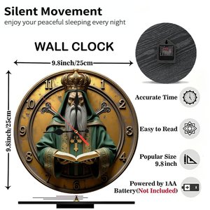 Round Wooden Wall <b>Clock</b> 25x25Cm Luxury Natural Wood Quiet Non Ticking Home Villa Living Room Decor <b>Clock</b> - Product Image 6