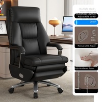 Fauteuil de Direction Moderne à Dossier Haut en Cuir Véritable avec Commande Vocale, Massage, Chargement USB, Moteur Silencieux, Rotation 360°, Chromé, pour Bureau à Domicile