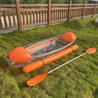 Kayak transparent 2,44 m avec airbag latéral, flottabilité de sécurité, canoë en polycarbonate pour 1 personne, idéal pour la location en station.