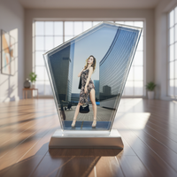 BSJ-11 Plaque Souvenir Personnalisable en Verre Cristal Vierge pour Sublimation, Cadre Photo, Trophée, Récompense, Support pour Cadeau