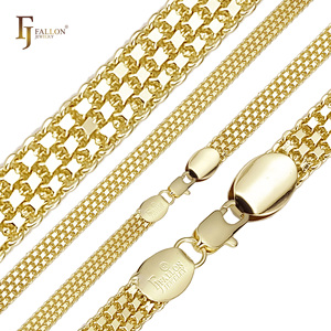 7 мм + FJ Fallon модные ювелирные изделия Бисмарк плетение якорь четырехъякорная цепочка с покрытием из 14-каратного золота латунь сплит - Product Image 5