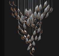 Lustre en verre suspendu extra-large minimaliste moderne pour hauts plafonds grande lampe pour les escaliers de hall d'hôtel