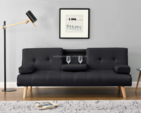 Canapé-lit paresseux pliable à trois places en similicuir avec porte-gobelet et haut-parleur Bluetooth