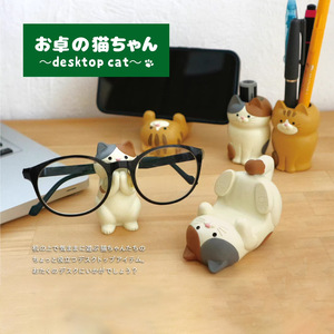 Cute Cat Phone Stand Resin Ornament For <b>Desk</b> Decor And Pen Holder Japanese Style - Product Image 4