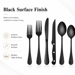 24 48 Piece 410 Stainless Steel Black Cutlery Set Steak Knife Fork Spoon Flatware for Hotel Restaurant Gift <b>Box</b> - Product Image 3