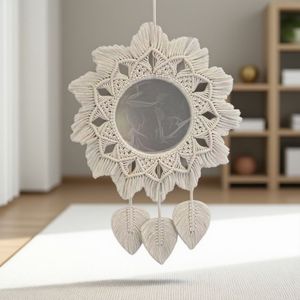 <span class=keywords><strong>Espejo</strong></span> Decorativo Acrílico Hecho a Mano <span class=keywords><strong>con</strong></span> Macramé <span class=keywords><strong>para</strong></span> <span class=keywords><strong>Colgar</strong></span> en la Pared, <span class=keywords><strong>para</strong></span> Apartamento, Sala de Estar, Dormitorio, Cuarto de Bebé, Decoración del Hogar - Product Image 4