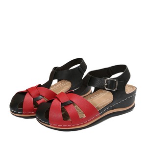 Women Summer New European Style Color <b>Block</b> Wedge Sandals Hollow Thick Sole Closed Toe Hole Sandals Wholesale - Product Image 5