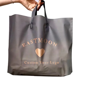 Sacs en plastique personnalisés en gros pour entreprises, merci, noir, 30*40cm, 50 pièces avec poignée souple, sac de shopping merci pour boutique - Product Image 2