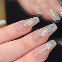 Paillettes irisées irrégulières style influenceur pour nail art, nouveau modèle HZ091 ultra-fin et cassable, vente en gros disponible