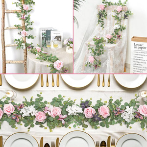 Guirlande artificielle de roses et de papillons 1,8 m en soie pour décoration extérieure, maison, salon, porte, vigne torsadée - Product Image 4