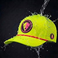 Casquette de baseball personnalisée 5 panneaux en polyester imperméable avec trous découpés au laser, perforée, pour le sport, le golf, avec logo patch et design corde