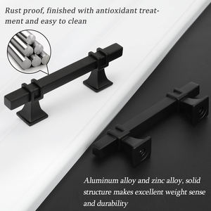 Pied de base en alliage de zinc solide carré noir poignées de cuisine poignées de meubles pour armoire à tiroirs armoire - Product Image 3