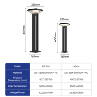 Lampadaire solaire de jardin étanche IP65 en aluminium moulé sous pression avec détecteur de mouvement, 10W, en PC, design tendance, en promotion