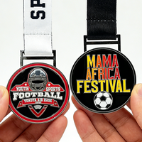 Médaille de récompense sportive de football en métal bronze émaillé plaqué or de haute qualité, personnalisée, avec ruban, médailles rotatives