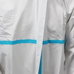 ג 'ונלונג en14126 ppe חליפה כיסוי שאינו ארוג חד פעמי עם סרט כחול עבור הסיטונאי