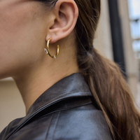 Boucles d'oreilles clous asymétriques en forme de feuille marquise avec zircon cubique, plaqué or 18 carats, en acier inoxydable, forme C, hypoallergéniques, bijoux délicats pour femme