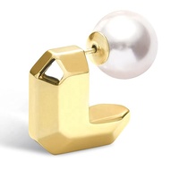 Gemnel bijoux de mode personnalisés dames 18K plaqué or avant perle bouchon dos clou grosses boucles d'oreilles en laiton