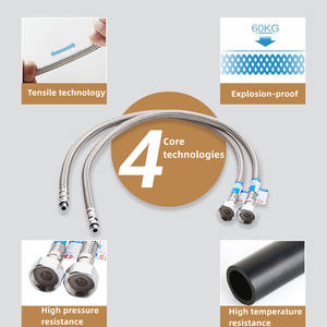 Tubo doccia G1/2 * M10 * 1 60CM 304 tubo intrecciato in acciaio inox rubinetto da cucina tubi idraulici flessibili - Product Image 5