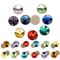 Vente en gros de strass à coudre Rivoli 8-14 mm, 15 pièces, cristal K9 de qualité supérieure, strass plats à coudre pour décorations de vêtements