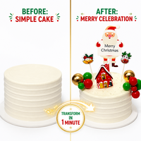 Kit de 14 décorations de gâteau de Noël Père Noël, boules rouges, vertes et dorées, maison de neige, rennes, clochettes, pour décorations de fête de fin d'année
