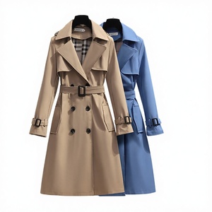 Gabardina de Alta Calidad para Mujer, Tejida en Poliéster, Estilo Casual, Doble Botonadura, Detalle de Botones, Largo Medio, Versión Coreana 2025, Nueva - Product Image 4