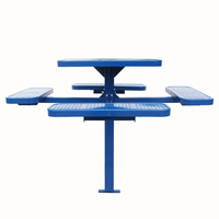 Mobilier d'extérieur Table de pique-nique de camping commerciale en acier avec banc Ensemble table à manger en métal avec chaises pour restaurant et parc extérieur