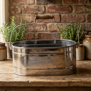 Stainless Steel Party <b>Tub</b> with Wooden Handle Large <b>Metal</b> Ice Bucket for Beer & Beverages for Family & Business Gatherings - Product Image 1