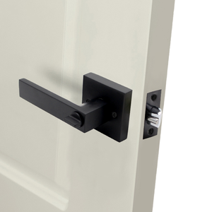 Poignée de porte intérieure carrée noire LELONLOCK en alliage de zinc, design moderne et simple, finition noir mat, pour appartement, OEM - Product Image 1