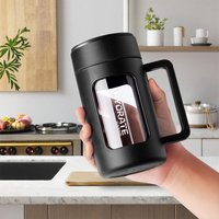 Bouteille d'eau en verre borosilicate haute résistance avec manche en silicone personnalisé, design unique et transparent, style minimaliste, bouchon à visser