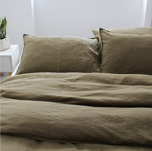 3-Piece Duvet Cover Set 100% di Lino Biancheria da letto Set <span class=keywords><strong>Copripiumino</strong></span>, Morbido e di Facile Manutenzione, stile semplice Set di Biancheria Da Letto Verde - Product Image 3