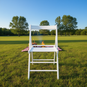 Chaise pliante en bois blanc Db, design moderne, mobilier de jardin extérieur - Product Image 2