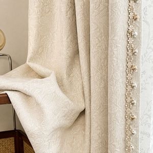 Cortinas Opacas de Jacquard Chenille Estilo Vintage Francés, con Adorno de Bolas 3D en Forma de Rosa, 100% Poliéster - Product Image 3