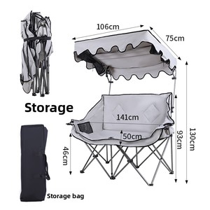<span class=keywords><strong>Chaise</strong></span> pliante transfrontalière <span class=keywords><strong>avec</strong></span> <span class=keywords><strong>auvent</strong></span>, multifonctionnelle, portable, double dossier, canapé-lit, mobilier d'extérieur, camping, plage - Product Image 1