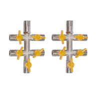 Connecteur de compteur de gaz à 4 points de type personnalisé, vanne en laiton à 3 voies, 1 entrée 2 sorties, vanne de gaz pour cuisinière à gaz