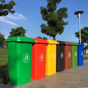 HDPE Waste Segregation Bin Green Rubbish Bin 120 L With Wheels