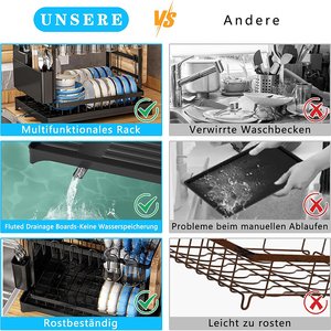 Égouttoir à vaisselle à 2 niveaux détachable avec supports <span class=keywords><strong>pour</strong></span> <span class=keywords><strong>ustensiles</strong></span> et planches à découper <span class=keywords><strong>pour</strong></span> <span class=keywords><strong>rangement</strong></span> de cuisine - Product Image 5