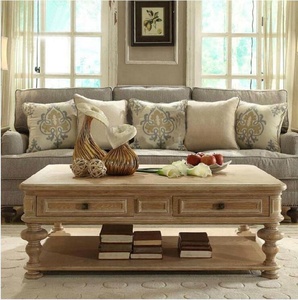 高品质美国仿古实木大茶几套装客厅家具 - Product Image 4