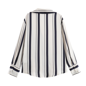 Chemise à manches longues à col rabattu, à rayures, à boutons, décontractée et tendance pour femmes, disponible en 4 coloris - Product Image 3